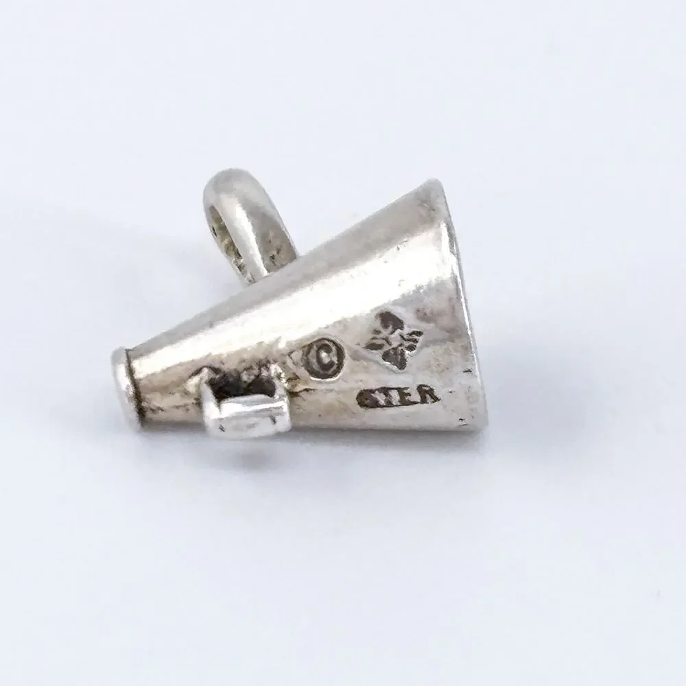 Vintage Sterling Silver 925 Cheer Megaphone Charm Pendant